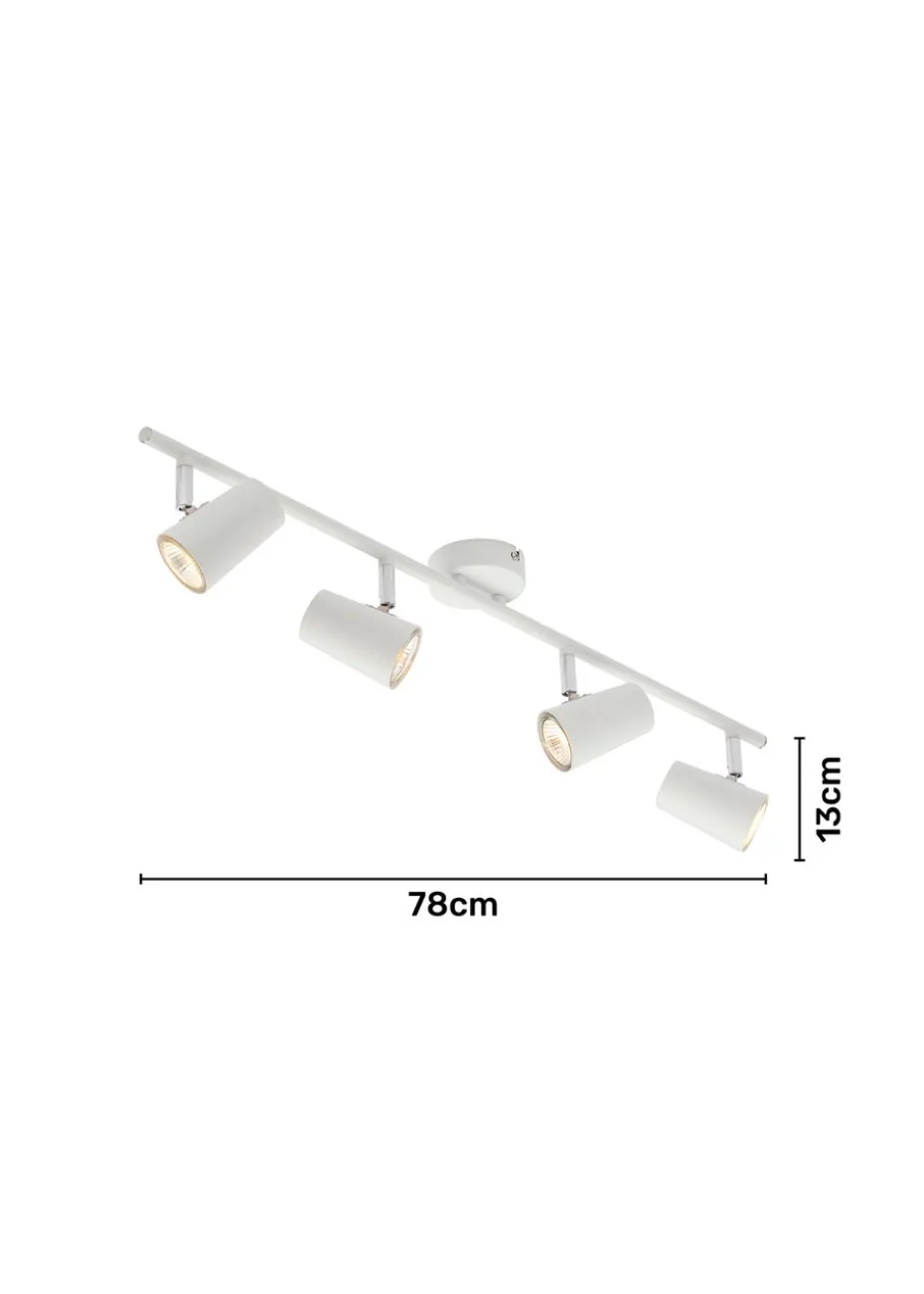 BHS Harv Adjustable 4 Spotlight Ceiling Bar White (13cm x 78cm)