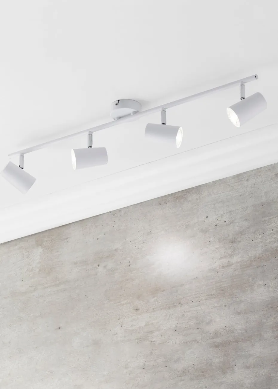 BHS Harv Adjustable 4 Spotlight Ceiling Bar White (13cm x 78cm)