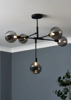 BHS Hennock 5 Bulb Black Ceiling Light (63cm x 75cm x 75cm)