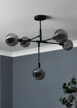 BHS Hennock 5 Bulb Black Ceiling Light (63cm x 75cm x 75cm)
