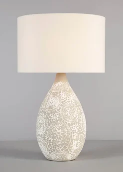 BHS Inar Textured Ceramic Table Lamp Natural (52cm x 30cm)