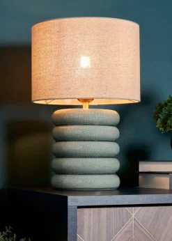 BHS Lighting Firenze Sage Grey Table Lamp (44cm x 28cm)