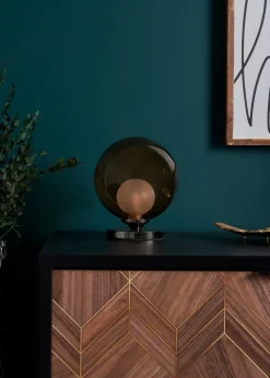 BHS Lighting Flourina Black Chrome Touch Table Lamp (22cm x 17cm)