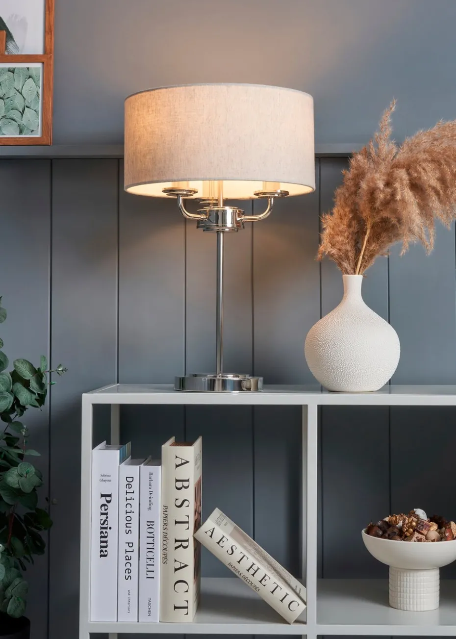 BHS Lighting Harley 3 Light Chrome Table Lamp (48cm x 32cm)
