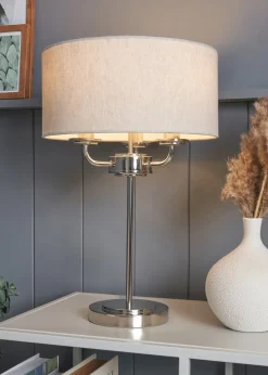 BHS Lighting Harley 3 Light Chrome Table Lamp (48cm x 32cm)