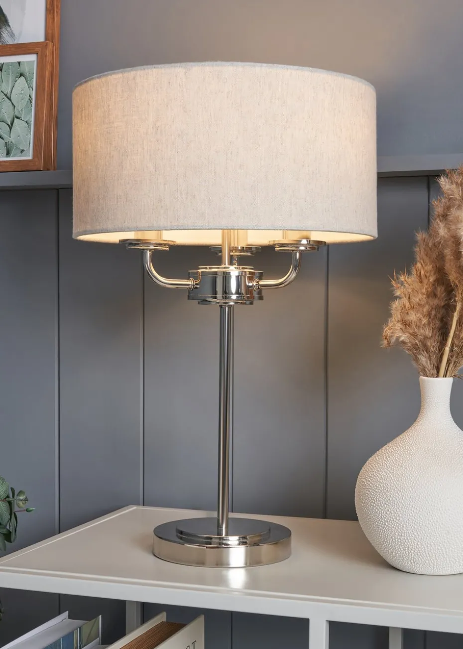 BHS Lighting Harley 3 Light Chrome Table Lamp (48cm x 32cm)
