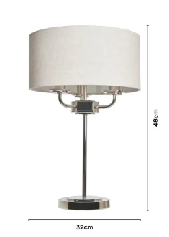 BHS Lighting Harley 3 Light Chrome Table Lamp (48cm x 32cm)