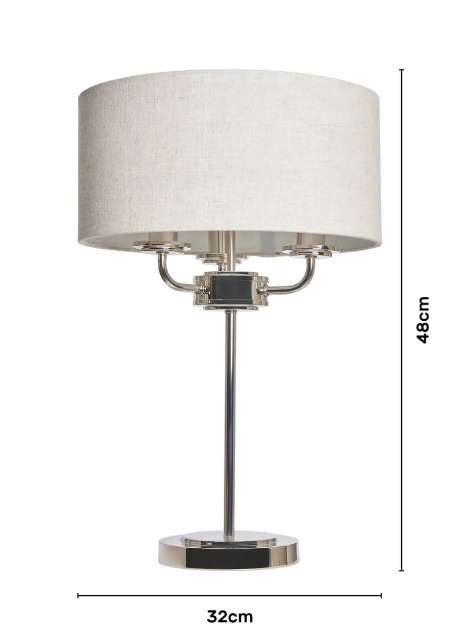 BHS Lighting Harley 3 Light Chrome Table Lamp (48cm x 32cm)