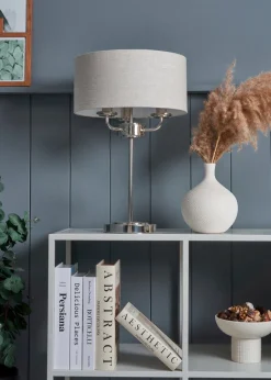 BHS Lighting Harley 3 Light Chrome Table Lamp (48cm x 32cm)