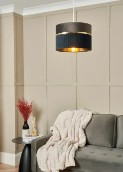 BHS Lighting Juel Velvet Easyfit Grey & Blue Shade (20cm x 30cm)