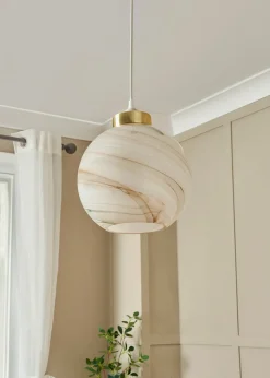 BHS Lighting Muna Marble Effect Glass Easyfit Shade (22cm x 22cm)