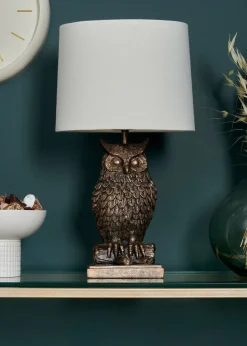 BHS Lighting Ollie Owl Bronze Table Lamp (46cm x 27cm)