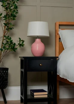 BHS Lighting Polly Pink Ceramic Table Lamp (39cm x 26cm)
