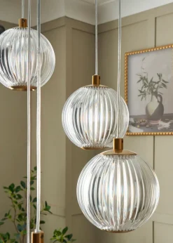 BHS Lighting Raeden LED Brass Acrylic Ball 7 Light Cascade (80-110cm x 36cm)