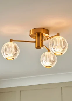 BHS Lighting Raeden LED Brass Acrylic Ball 3 Light Semi Flush (19cm x 45cm)
