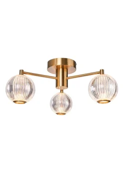 BHS Lighting Raeden LED Brass Acrylic Ball 3 Light Semi Flush (19cm x 45cm)