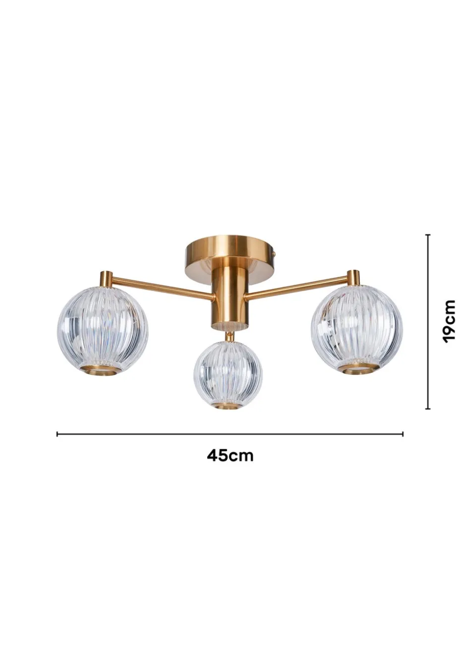 BHS Lighting Raeden LED Brass Acrylic Ball 3 Light Semi Flush (19cm x 45cm)