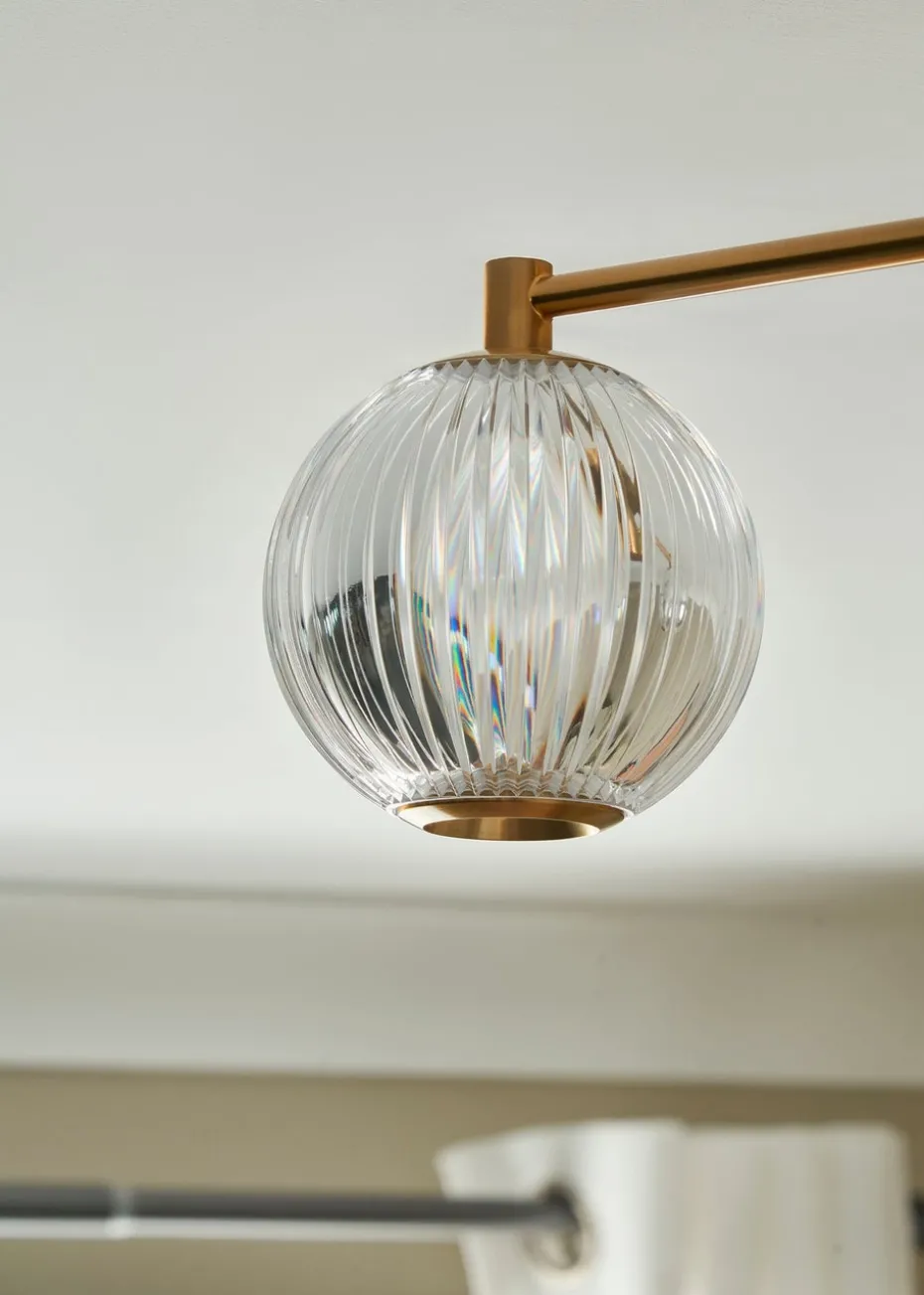 BHS Lighting Raeden LED Brass Acrylic Ball 3 Light Semi Flush (19cm x 45cm)
