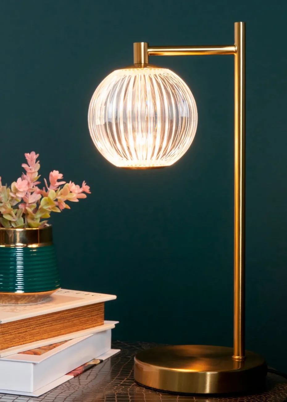 BHS Lighting Raeden LED Brass Acrylic Ball Table Lamp (35cm x 13cm)