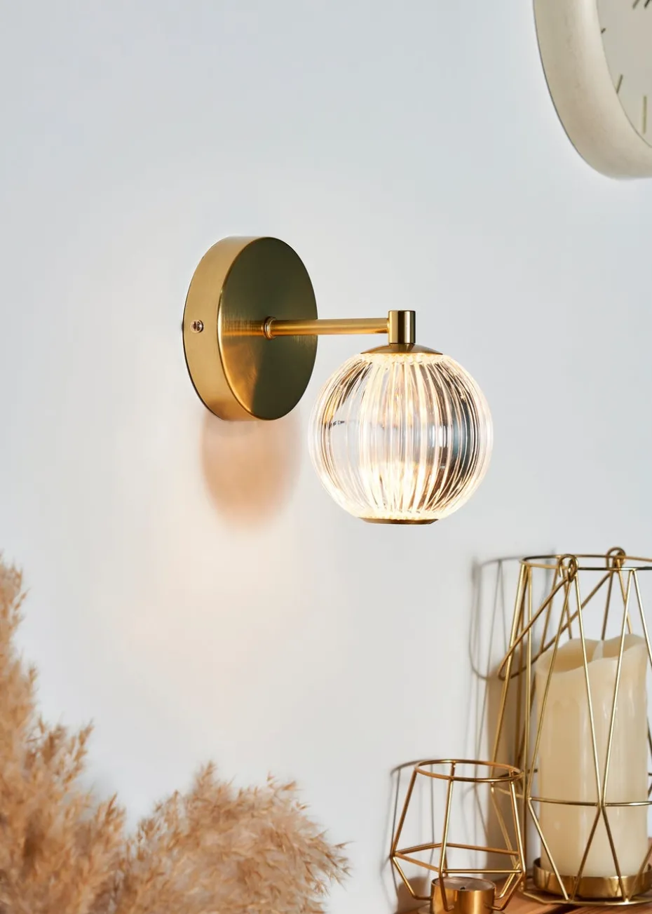 BHS Lighting Raeden LED Brass Acrylic Ball Wall Light (22cm x 11cm)
