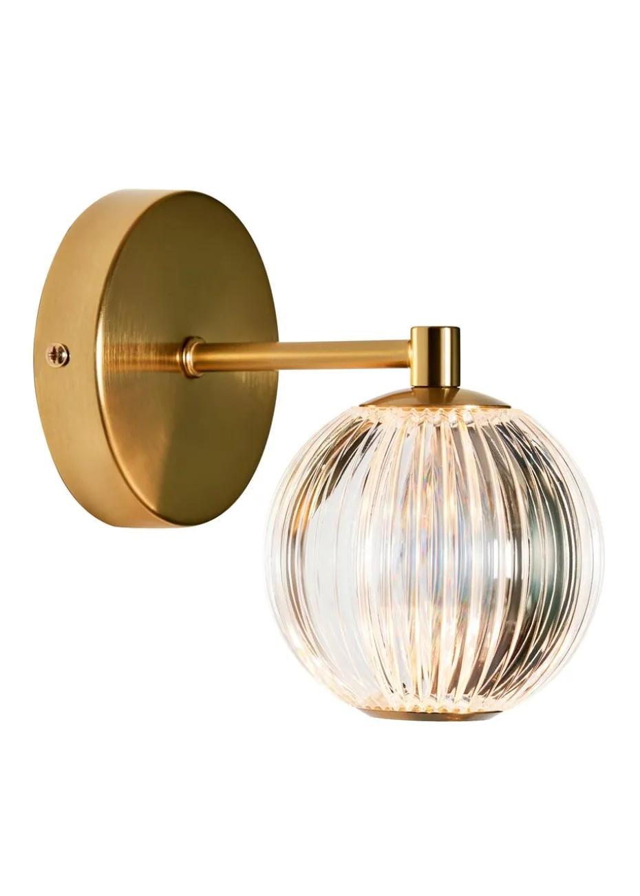 BHS Lighting Raeden LED Brass Acrylic Ball Wall Light (22cm x 11cm)