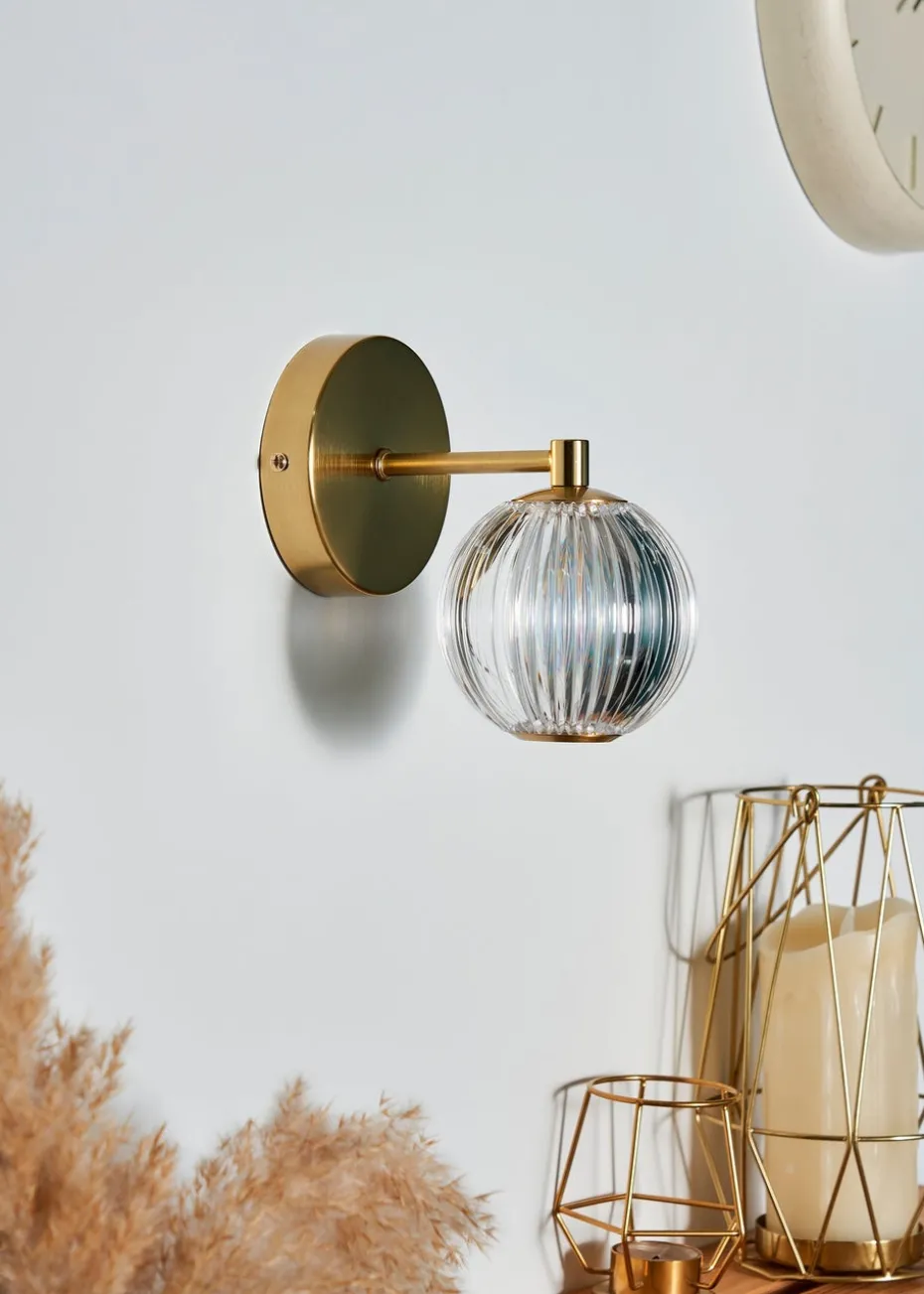 BHS Lighting Raeden LED Brass Acrylic Ball Wall Light (22cm x 11cm)