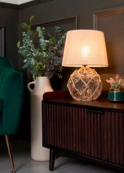 BHS Lighting Seaqua Clear Dimpled Glass Rope Table Lamp (41cm x 28cm)