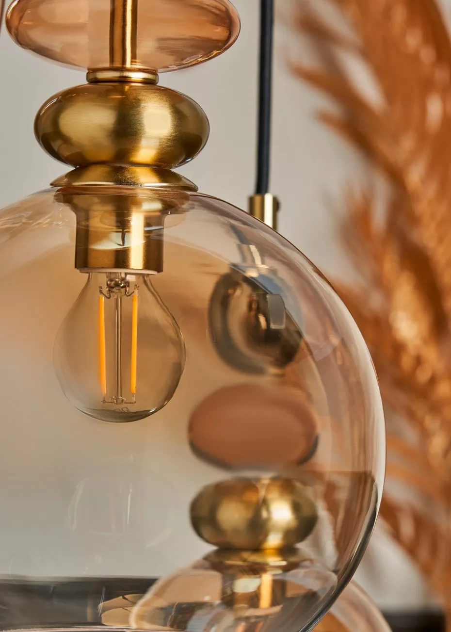 BHS Lighting Teyana Brass Glass 3 Light Cascade (65-100cm x 37cm)