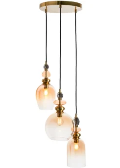 BHS Lighting Teyana Brass Glass 3 Light Cascade (65-100cm x 37cm)