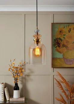 BHS Lighting Teyana Brass Glass 1 Light Cascade (50-130cm x 18cm)