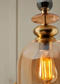 BHS Lighting Teyana Brass Glass 1 Light Cascade (50-130cm x 18cm)