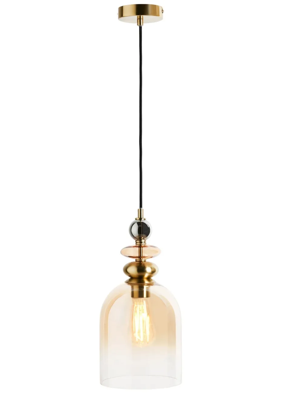 BHS Lighting Teyana Brass Glass 1 Light Cascade (50-130cm x 18cm)