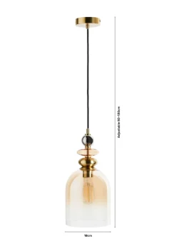 BHS Lighting Teyana Brass Glass 1 Light Cascade (50-130cm x 18cm)