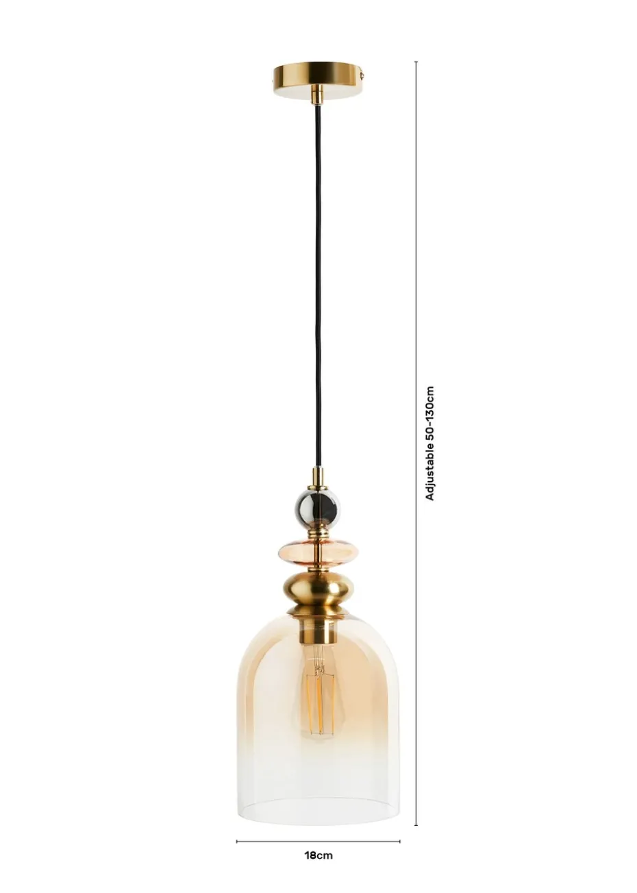 BHS Lighting Teyana Brass Glass 1 Light Cascade (50-130cm x 18cm)