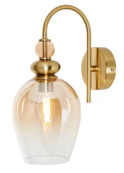 BHS Lighting Teyana Brass Glass Wall Light (31cm x 14cm)