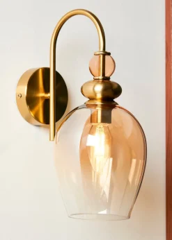 BHS Lighting Teyana Brass Glass Wall Light (31cm x 14cm)