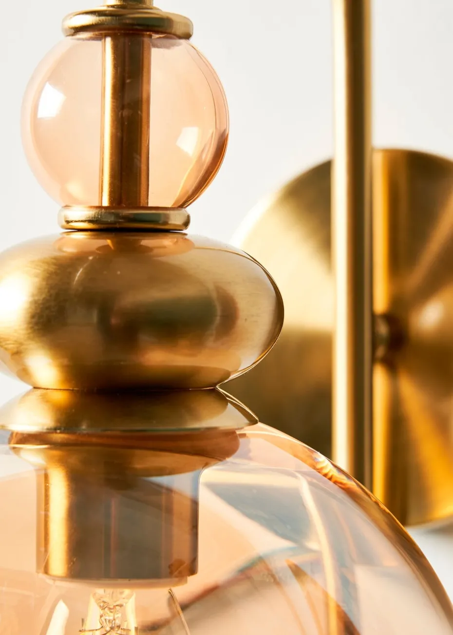 BHS Lighting Teyana Brass Glass Wall Light (31cm x 14cm)