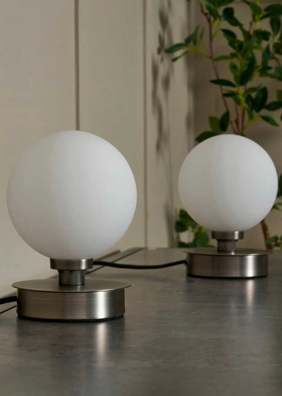 BHS Lighting Tobey Touch Table Lamp PAIR Pewter (18cm x 12cm)