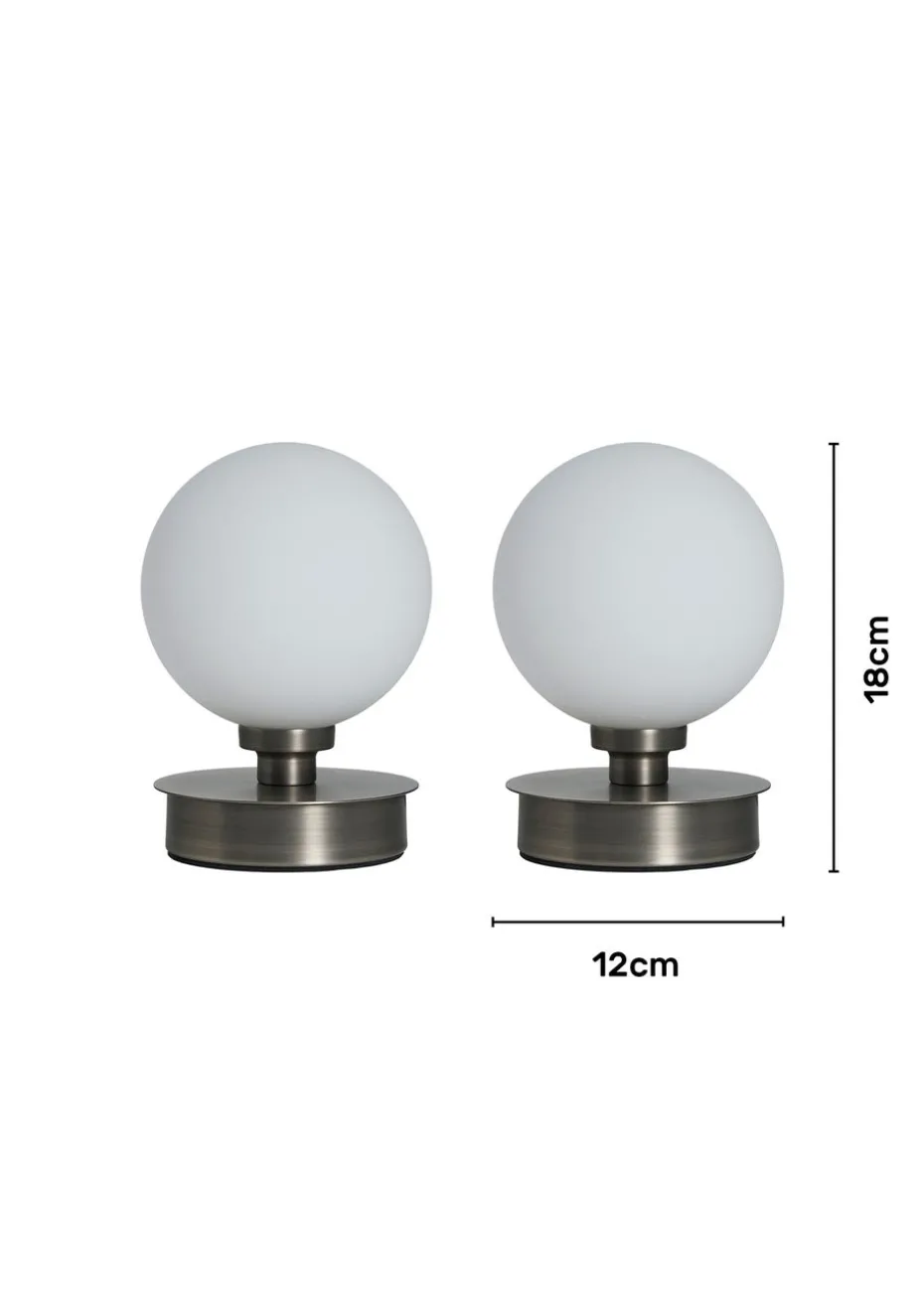 BHS Lighting Tobey Touch Table Lamp PAIR Pewter (18cm x 12cm)