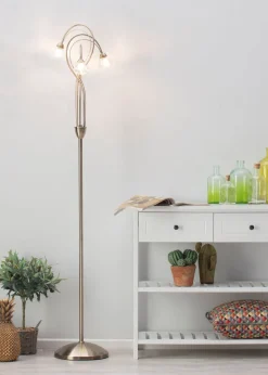 BHS Marianne Floor Lamp 3 Light Antique Brass (163cm x 35cm)