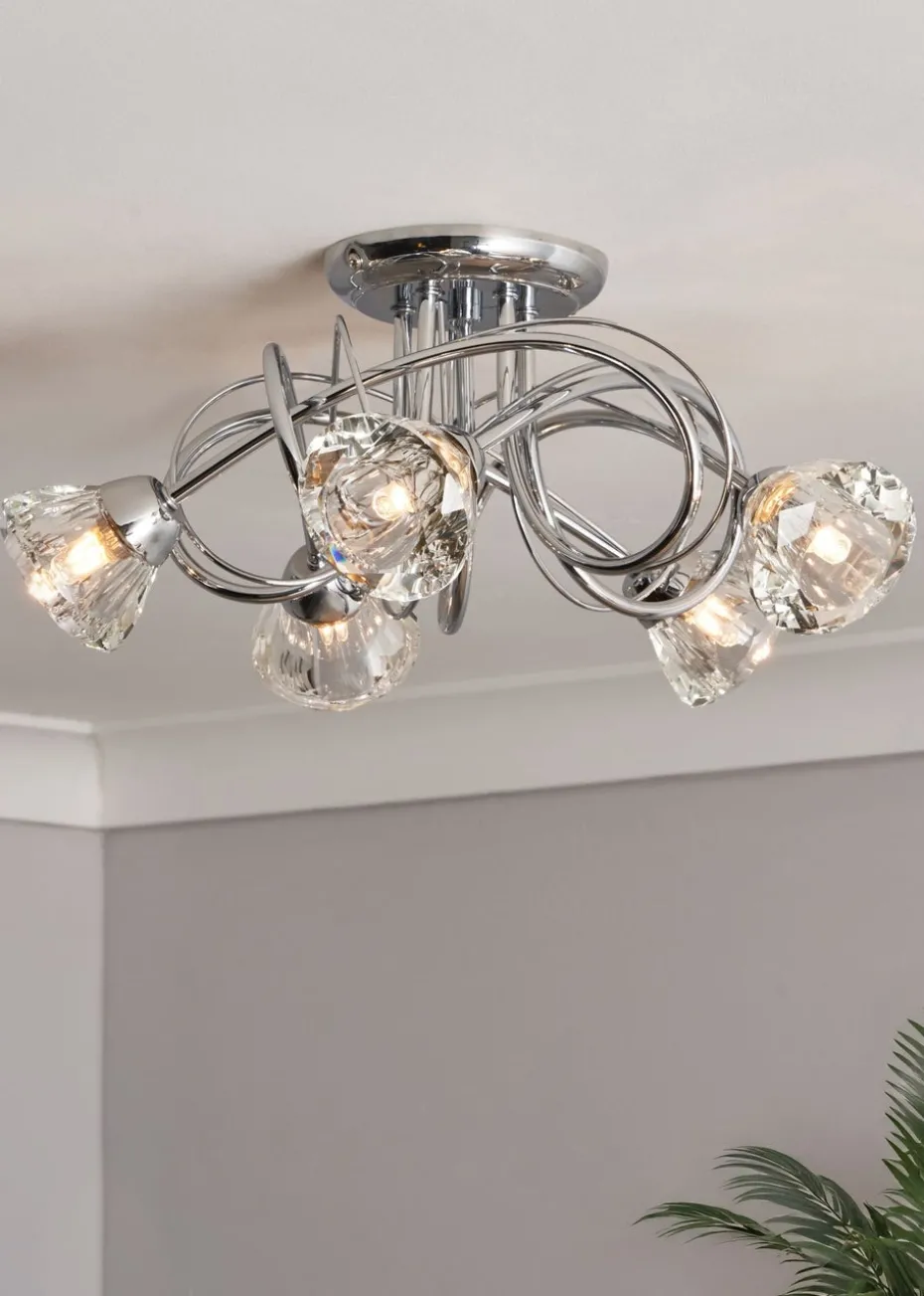 BHS Marianne Flush Ceiling 5 Light Chrome (20cm x 40cm)