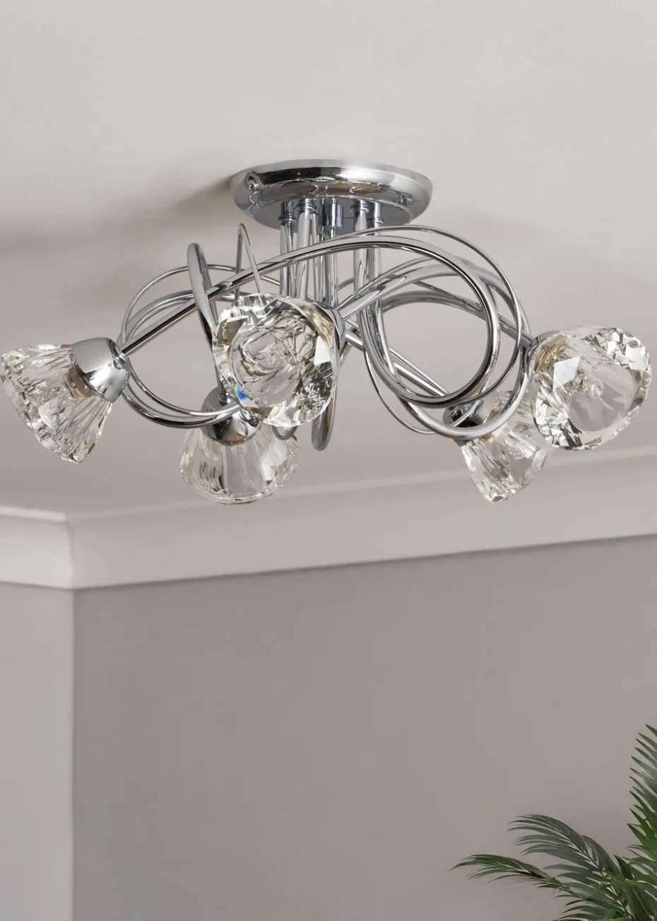 BHS Marianne Flush Ceiling 5 Light Chrome (20cm x 40cm)