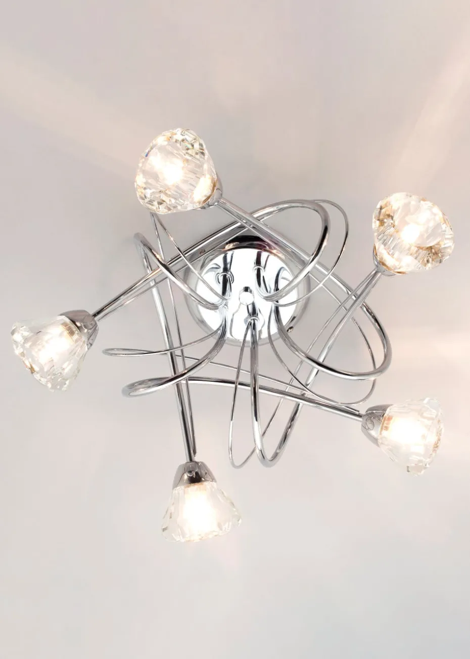 BHS Marianne Flush Ceiling 5 Light Chrome (20cm x 40cm)