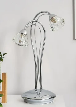 BHS Marianne Table Lamp 2 Light Chrome (38cm x 21cm)