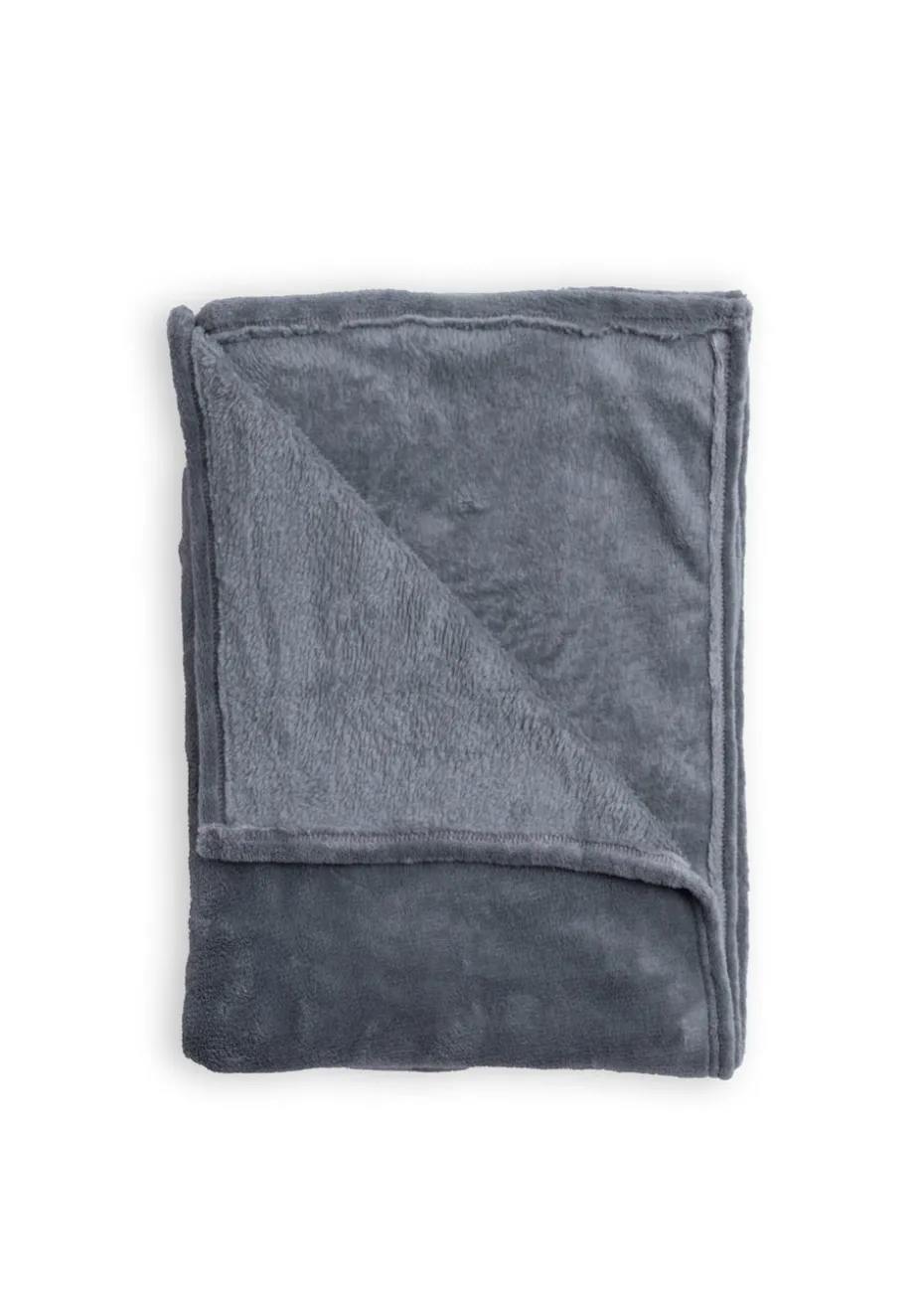 BHS Microfleece Charcoal Throw (140 x 180cm)