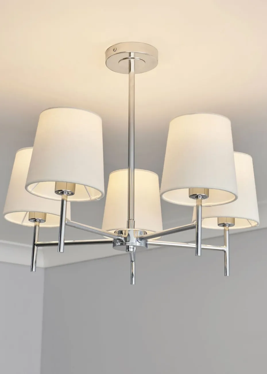 BHS Mira Semi Flush Ceiling 5 Light Chrome & Natural (40cm x 47cm)