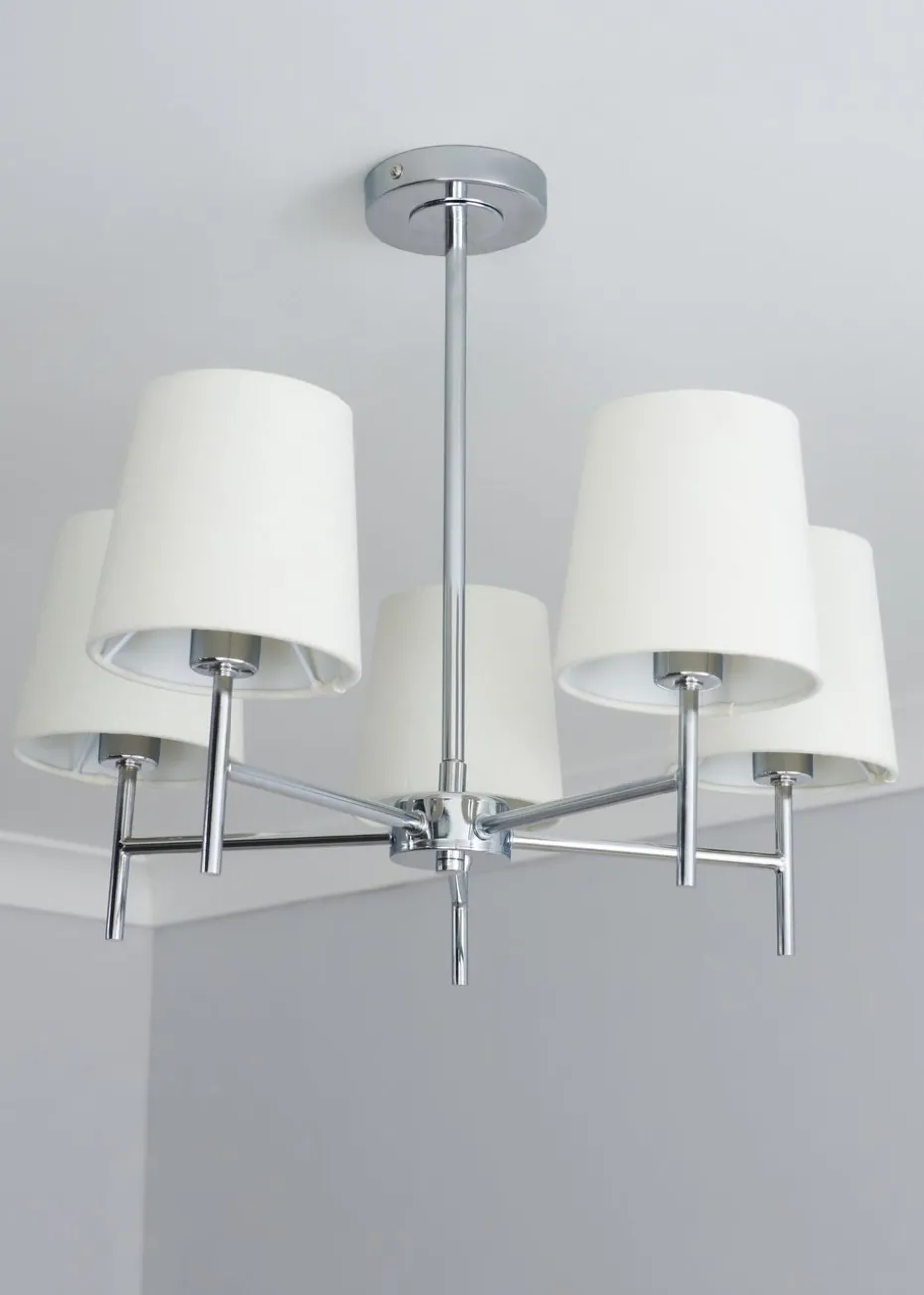 BHS Mira Semi Flush Ceiling 5 Light Chrome & Natural (40cm x 47cm)