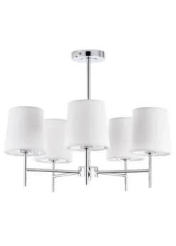 BHS Mira Semi Flush Ceiling 5 Light Chrome & Natural (40cm x 47cm)