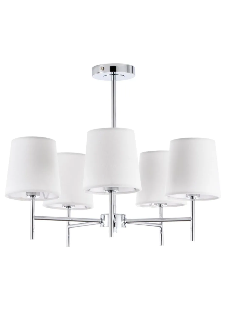 BHS Mira Semi Flush Ceiling 5 Light Chrome & Natural (40cm x 47cm)