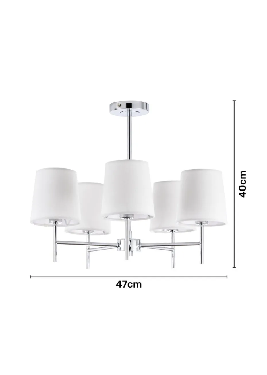 BHS Mira Semi Flush Ceiling 5 Light Chrome & Natural (40cm x 47cm)